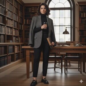 BRIGGS Minimalist Dark Academia‎ Slim Leg Trousers XL Black Workwear Basics NWT